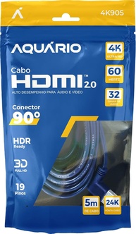 Cabo HDMI 90° 2.0 4K 3D 5 Metros: Conexão Impecável e Imersiva - imagem 1