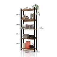JE HOME Estante Industrial de Madeira MDP com 5 Prateleiras – Estilo Industrial Moderno para Sala, Escritório ou Quarto - imagem 3