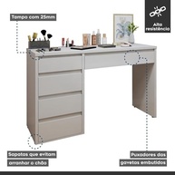 Penteadeira 5 Gavetas Giulia Yescasa Off White - Design Moderno e Funcionalidade Premium - imagem 4