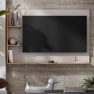 Painel para TV 50" Berlim - Nicho Moderno com Prateleiras OffWhite/Nature - imagem 3