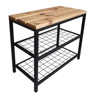 Banco Sapateira Strassis Design SD-5001-60 em Madeira e Metal Preto – Organize com Estilo e Resistência - imagem 1