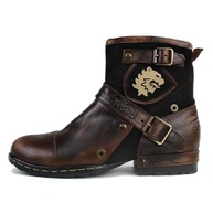 OSSTONE Botas de Moto masculinas modernas de couro com zíper Chukka OS-5008-1-BP-US-R marrom vintage - imagem 4