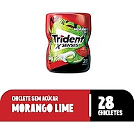 Trident Chiclete Xsenses Morango Lime Sem Açúcar Garrafa 54G - imagem 1