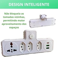 Tomada Múltipla 6 em 1: 4 Tomadas + 3 USB (C/A) | Bivolt Inteligente com Botão Liga/Desliga - imagem 5