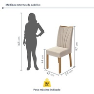 Conjunto 6 Cadeiras Estofadas Apogeu Móveis Lopas Amêndoa Clean/Linho Rinzai Bege - Conforto e Estilo para sua Sala de Jantar - imagem 3