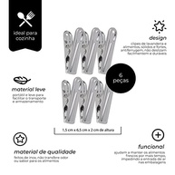 Mimo Style Jogo de 6 Prendedores de Embalagens em Inox - Frescor e Organização para sua Cozinha e Lavanderia - imagem 5