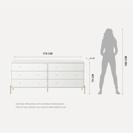 Cômoda com 6 Gavetas Jasper 180cm - Design Moderno Branco com Dourado - imagem 4