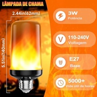 Kit 6 Lâmpadas LED Efeito Chama E27 3W 1400K - 4 Modos para Decoração Incrível - imagem 3
