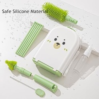 Conjunto de Limpeza de Mamadeira 6 em 1 - Kit Completo com Escova Silicone, Escorredor e Estojo Verde - imagem 4