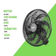Ventilador Dominus Eco Oscilante 60 cm de Parede Bivolt com Duplo Rolamento e Design Moderno - imagem 3
