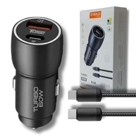Carregador Veicular Turbo 60W Pro c/ Cabo USB-C: 2 Portas USB 3.0 + USB-C, 9.1A Fast Charge - Premium Preto - imagem 2