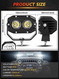 MAYELLO Luzes de LED 10cm 60W: Iluminação Off-Road Potente e Durável para Sua Aventura - imagem 5