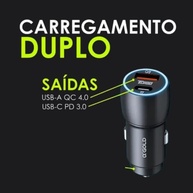 Carregador Veicular Turbo 60W USB-C PD + USB-A QC 4.0: Potência e Estilo para Seu Carro - imagem 3