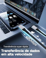 Cabo USB-C 2m 60W Nylon Reforçado: Carregamento Turbo para iPhone 15/16, Samsung, MacBook e Mais! - imagem 5