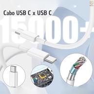 Cabo USB-C 60W Branco Reforçado: Carregamento Turbo Rápido para Samsung, iPhone 15/16, Xiaomi e Mais - imagem 5