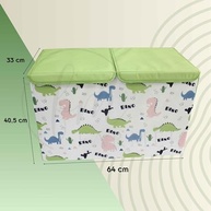 Baú de Brinquedos Estampado 60x40 cm | Caixa Organizadora Montável para Quarto Infantil (Verde) - imagem 4