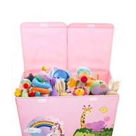 Baú de Brinquedos Rosa 60x40 cm | Caixa Organizadora Montável Estampada para Quarto Infantil - imagem 1
