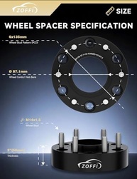 ZOFFI Espaçador de Roda 5cm 6x135 para Ford F150 2015-2025 - Hubcentric M14x1.5 - imagem 3