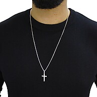 Corrente Masculina Prata 925 com Cruz Pontilhada - 70cm - imagem 2