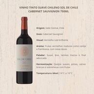 Vinho Tinto Suave Chileno Sol de Chile Cabernet Sauvignon 750ml - imagem 2