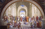 A Escola de Atenas de Rafael - Tela Canvas 75x115 - Obra de Arte para Decoração Elegante - imagem 1