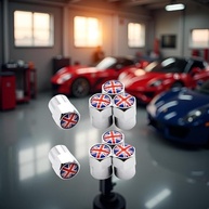 Conjunto 8 Tampas Válvula Pneu Carro Bandeira Britânica Union Jack - Liga Alumínio/Cobre - imagem 4