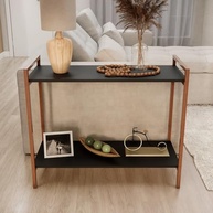 Balcão Aparador Moderno 80cm com Estrutura em Cobre e Tampo em Madeira - Ideal para Sala de Estar e Cozinha - imagem 5