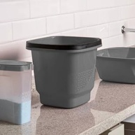 Kit Lavanderia Multiuso Uz - Balde 12L + Bacia 8,5L + Cesto Organizador Cinza - imagem 3