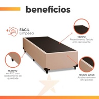 Base Cama Box Solteiro 88x188x38cm Bege Suede Veludo Prince - Design Sofisticado e Conforto Duradouro - imagem 4
