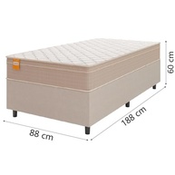 Cama Box Solteiro Colchão Molas Qatar 88x188x60cm Bege/Branco Inducol - Conforto e Resistência até 200kg - imagem 5