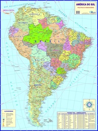 Mapa Político da América do Sul Gigante - 89x117cm em Português - imagem 1