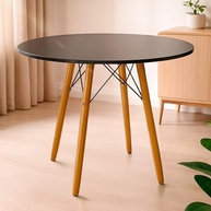 Mesa Eiffel Redonda Preta 90cm - Design Moderno com Pés de Palito Tipo Eames - imagem 3