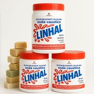 Kit 3x Soda Cáustica Pura Linhal 99% 500g - Desentupidor Potente e Versátil para Limpeza e Sabão Artesanal - imagem 1