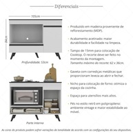 Balcão para Cooktop e Forno 105cm Veneza Multimóveis - Design Moderno com 1 Porta e 1 Gaveta - imagem 3
