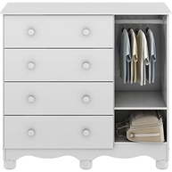 Cômoda de Bebê Uli Móveis 1 Porta 4 Gavetas em Peroba Branco Brilho - Design Moderno e Funcionalidade - imagem 3