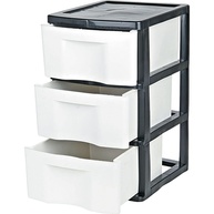 Gaveteiro Plástico 2 Gavetas com Rodízios - Branco e Preto Agraplast 574 - imagem 5