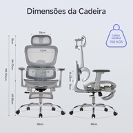 Cadeira Ergonômica com Apoio de Cabeça 3D, Encosto Ajustável e Braços 3D - Ideal para Escritório e Gaming - imagem 4