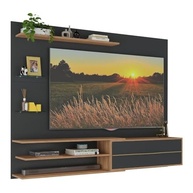 Painel TV 65" com Porta e Prateleiras Multimóveis MP1064 Rustic/Preto - imagem 2