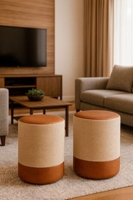 Puff Plus com Acabamento Premium – Assento Confortável e Versátil para Sala, Quarto ou Closet Bege Caramelo - imagem 5