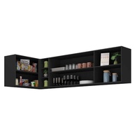Kit Armário de Cozinha Aéreo Canto 90cm + Aéreo 150cm Veneza - Design Moderno em Preto/Dourado - imagem 4