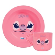 Kit Alimentação Infantil Stitch Angel Rosa - Prato Bowl + Caneca Disney 2 Peças - imagem 1