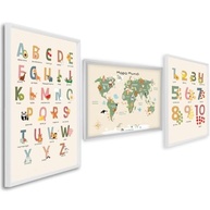 Quadro Decorativo Infantil Educativo - ABC, Números e Animais | Trio Aprendizado Lúdico - imagem 2