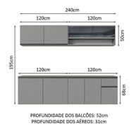 Armário de Cozinha Suspenso 240cm Cinza Nice Madesa - Design Moderno e Funcional - imagem 3