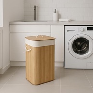 Cesto de Bambu Ecológico 65L com Tampa e Alças - Design Moderno e Sustentável - imagem 3