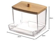 Kit Organizador de Bambu com Tampa – Porta Algodão e Porta Cotonete para Banheiro e Quarto de Bebê - imagem 4