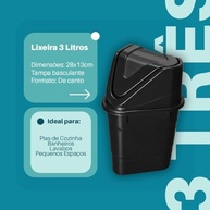 Lixeira com Tampa Fechada 3L - Design Moderno e Prático para Banheiro, Cozinha e Escritório - imagem 2