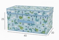 Caixa Organizadora Infantil com Tampa Estampa Dinossauros Azul - Dobrável para Brinquedos - imagem 4