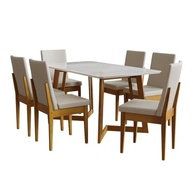 Conjunto Mesa Califórnia com Vidro e 6 Cadeiras Dakota Cerejeira - Design Moderno em Madeira Maciça - imagem 4