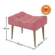 Puff Banco Estofado Capitonê Rose com Pés de Madeira - Assento Decorativo Sofisticado para Sala, Quarto e Hall - imagem 3