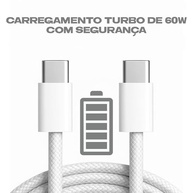 Cabo USB-C Turbo 2m: Carregamento Rápido 60W, Nylon Reforçado para iPhone 15/16, Notebooks e Tablets - imagem 5